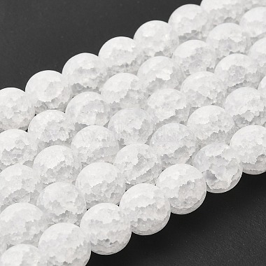 10mm White Round Crackle Glass Beads
