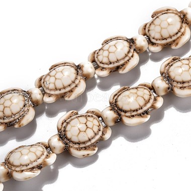 Floral White Tortoise Synthetic Turquoise Beads