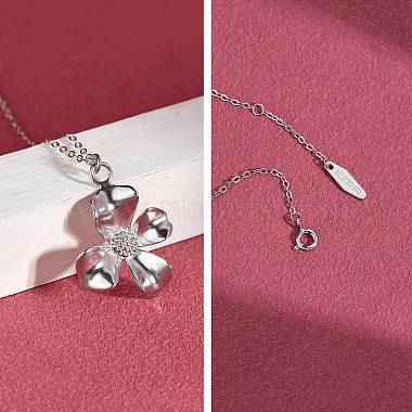 Anti-Tarnish 925 Sterling Silver Pendant Necklaces Simple Flower Necklace Elegant Clavicle Chain for Women(JN1084A)-4