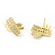 Rack Plating Brass Pave Cubic Zirconia Criss Cross Stud Earrings for Women(EJEW-D059-28G)-2