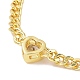 Cubic Zirconia Heart Link Bracelet with Curb Chains(KK-E033-20G)-4