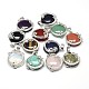 Flat Round with Dragon Platinum Plated Brass Natural & Synthetic Mixed Stone Pendants(G-F228-24-RS)-1