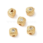 Brass Micro Pave Cubic Zirconia Beads, Nickel Free, Real 18K Gold Plated, Square, Clear, 4x4x4mm, Hole: 1.2~1.4mm(KK-Z136-63G)