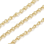 Brass Twist Link Chains, Long-Lasting Plated, Rack Plating, Lead Free & Cadmium Free, Soldered, with Spool, Real 18K Gold Plated, 5x2.5x2.5mm(CHC-H116-02G)
