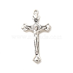 Tibetan Style Alloy Pendants, Cadmium Free & Lead Free, Cross/Crucifix Charms, Antique Silver, 42.5x23x4mm, Hole: 1.8mm(PALLOY-D291-17AS-06)