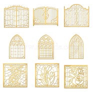 Olycraft 9Pcs 9 Styles Nickel Self-adhesive Picture Stickers, Golden, Window & Door, Mixed Patterns, 40x40mm, 1pc/style(DIY-OC0004-32)