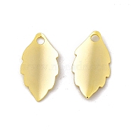 Brass Pendants, Cadmium Free & Lead Free, Leaf Charm, Real 24K Gold Plated, 15x8x1.4mm, Hole: 1.6mm(KK-A172-54G)