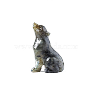 Natural Labradorite Display Decorations, for Home Decoration, Wolf, 50mm(DJEW-PW0013-35H)