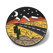 Outdoor Camping Theme with Word Back To Nature Enamel Pin, Black Zinc Alloy Brooch for Backpack Clothes, Word Sky Night, Colorful, 30x1.5mm(JEWB-D020-02B)