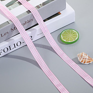 Polyester Ribbon, Tartan Ribbon, Misty Rose, 1/4"(6mm), about 10m/roll(OCOR-TAC0011-05A-08)