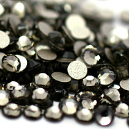 Glass Flat Back Rhinestone, Grade A, Back Plated, Faceted, Half Round, Black Diamond, 7.1~7.3mm, about 288pcs/bag(RGLA-C002-SS34-215)