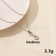 304 Stainless Steel Geometric Number 8 Pendant Necklace for Women, Minimalist Fashion Collarbone Jewelry(GD7142-1)