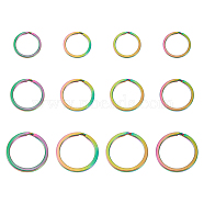 18Pcs 3 Style Ion Plating(IP) Rainbow Color 304 Stainless Steel Split Key Rings, Keychain Clasp Findings, Round Ring, 20~30x2mm, 6pcs/style(FIND-YS0001-13)