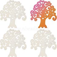 Family Tree Wood Cutout, Blank Wooden Tree Shape for DIY Crafts, Wheat, 200x180x2.5mm, 2pcs/set(WOOD-WH0031-06)