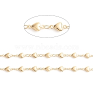 3.28 Feet Brass Heart Link Chains, Soldered, Long-Lasting Plated, Real 18K Gold Plated, 8.5x4.5x2.5mm(X-CHC-E021-11A)