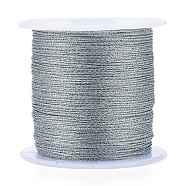 Polyester Braided Metallic Thread, for DIY Braided Bracelets Making and Embroidery, Gray, 0.4mm, 6-Ply, about 54.68 yards(50m)/roll(OCOR-I007-B-30)