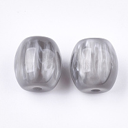 Resin Beads, Imitation Gemstone, Oval, Light Grey, 17~17.5x16mm, Hole: 3mm(RESI-S377-13B)