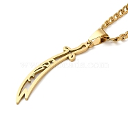 Sword Knife 304 Stainless Steel Hollow Scimitar Pendant Necklaces for Women and Men, Golden, 23.70 inch(60.2cm)(NJEW-F324-10G)