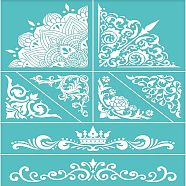 Self-Adhesive Silk Screen Printing Stencil, for Painting on Wood, DIY Decoration T-Shirt Fabric, Turquoise, Floral Pattern, 220x280mm(DIY-WH0338-036)