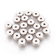 CCB Plastic Beads, Flat Round, Faceted, Platinum, 7.5x3.5mm, Hole: 1.5mm(CCB-E053-05P)
