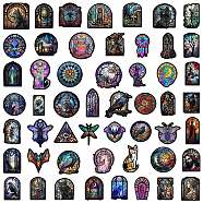 Gothic Style PVC Self-Adhesive Cartoon Stickers, Rainbow Prism Waterproof Decals for Kid's Art Craft, Mixed Shapes, 40~80mm, 50pcs/set(X-STIC-PW0019-03)