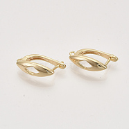 Brass Hoop Earring Findings with Latch Back Closure, Nickel Free, with Horizontal Loop, Real 18K Gold Plated, 18x5.5x13mm, Hole: 1.2mm, pin: 1x0.7mm(KK-T048-018G-NF)
