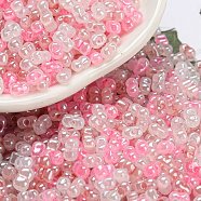 Ceylon Glass Seed Beads, Peanut, Lavender Blush, 4~4.5x2~2.5x2~2.5mm, Hole: 0.8~0.9mm, about 10000pcs/pound(SEED-K009-02B-37)