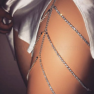 Alloy Rhinestone Sexy Multilayer Tassel Leg Chain, Thigh Body Chain for Women Girls, 450~1000mm(WG728BB-02)