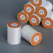 Polyester Metallic Thread, White, 1mm, about 7.65 yards(7m)/roll(OCOR-G006-02-1.0mm-24)