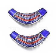 Hollow Alloy Enamel Tube Beads, Antique Silver, Colorful, 80x37x13mm, Hole: 6x11mm(ENAM-D036-01A)