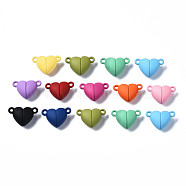 Spray Painted Alloy Magnetic Clasps, Cadmium Free & Nickel Free & Lead Free, Heart, Mixed Color, 10.5x16x7mm, Hole: 1.2mm(X-PALLOY-T080-19A-NR)