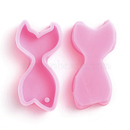Mermaid Fishtail DIY Food Grade Silicone Pendant Molds, Fondant Molds, For DIY Cake Decoration, Chocolate, Candy, UV Resin & Epoxy Resin Jewelry Making, Pearl Pink, 56x29.5x11mm, Inner Size: about 52.5x25mm(AJEW-WH0022-01)