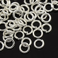Silver Color Plated Brass Jump Rings, Cadmium Free & Lead Free, Open Jump Rings, 18 Gauge, 10x1mm, Inner Diameter: 8mm, about 80pcs/10g(X-JRC10MM-S)
