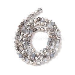 Electroplate Glass Beads Strands, Faceted(32 Facets), Half Silver Plated, Round, Slate Gray, 6x5mm, Hole: 1.4mm, about 100pcs/strand, 20.87''(53cm)(EGLA-YW0002-B05)