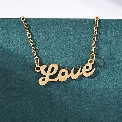 201 Stainless Steel Pendant Necklace for Women, Golden, Word Love, 16.93 inch(43cm)(NJEW-F335-02G-06)