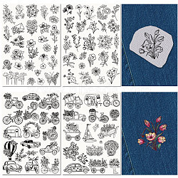 Non-Woven Embroidery Aid Drawing Sketch, Rectangle, Mixed Shapes, 297x210mmm, 4pcs/set(DIY-WH0538-013)