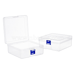 Polypropylene(PP) Storage Containers Box Case, with Lids, for Small Items and Other Craft Projects, Square, Clear, 14.7x14.7x6.3cm(CON-WH0073-63)