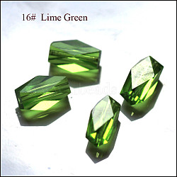 Imitation Austrian Crystal Beads, Grade AAA, K9 Glass, Faceted, Column, Lime Green, 8x5.5mm, Hole: 0.7~0.9mm(SWAR-F055-8x4mm-16)