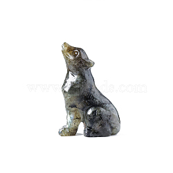 Natural Labradorite Display Decorations, for Home Decoration, Wolf, 50mm(DJEW-PW0013-35H)