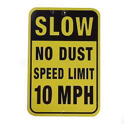 UV Protected & Waterproof Aluminum Warning Signs, Slow No Dust Speed Limit 10 MPH Sign, Yellow, 450x300x1mm, Hole: 6mm(X-AJEW-WH0111-D03)