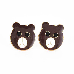 Bear Enamel Pin, Animal Alloy Brooch for Backpack Clothes, Cadmium Free & Lead Free, Light Gold, Coconut Brown, 20x18x11mm, Pin: 1mm(PALLOY-S132-302)