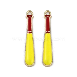 Alloy Enamel Pendants, Golden, Baseball Bat, 35x6x3mm, Hole: 1.8mm(ENAM-D061-02C)