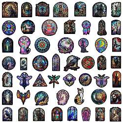 Gothic Style PVC Self-Adhesive Cartoon Stickers, Rainbow Prism Waterproof Decals for Kid's Art Craft, Mixed Shapes, 40~80mm, 50pcs/set(X-STIC-PW0019-03)