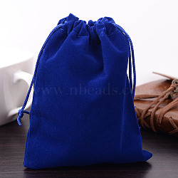 Rectangle Velvet Pouches, Gift Bags, Dark Blue, 15x12cm(X-TP-R022-12x15-03)