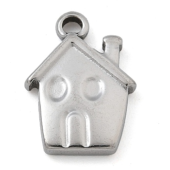 Anti-Tarnish 304 Stainless Steel Charms, Stainless Steel Color, House, 14.5x10.5x2.5mm, Hole: 1.6mm