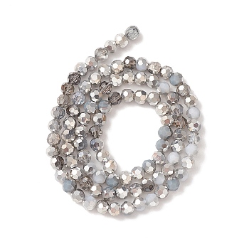 Electroplate Glass Beads Strands, Faceted(32 Facets), Half Silver Plated, Round, Slate Gray, 6x5mm, Hole: 1.4mm, about 100pcs/strand, 20.87''(53cm)