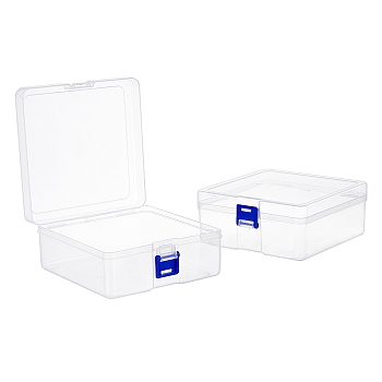 Polypropylene(PP) Storage Containers Box Case, with Lids, for Small Items and Other Craft Projects, Square, Clear, 14.7x14.7x6.3cm