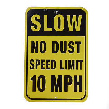 UV Protected & Waterproof Aluminum Warning Signs, Slow No Dust Speed Limit 10 MPH Sign, Yellow, 450x300x1mm, Hole: 6mm