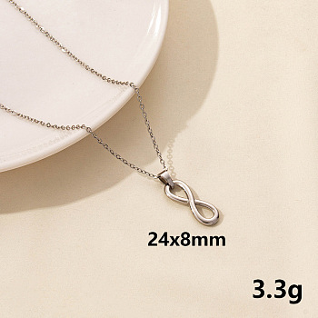304 Stainless Steel Geometric Number 8 Pendant Necklace for Women, Minimalist Fashion Collarbone Jewelry