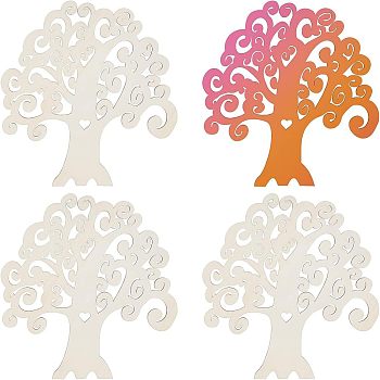 Family Tree Wood Cutout, Blank Wooden Tree Shape for DIY Crafts, Wheat, 200x180x2.5mm, 2pcs/set